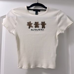 cropped top with three little bears embroidery